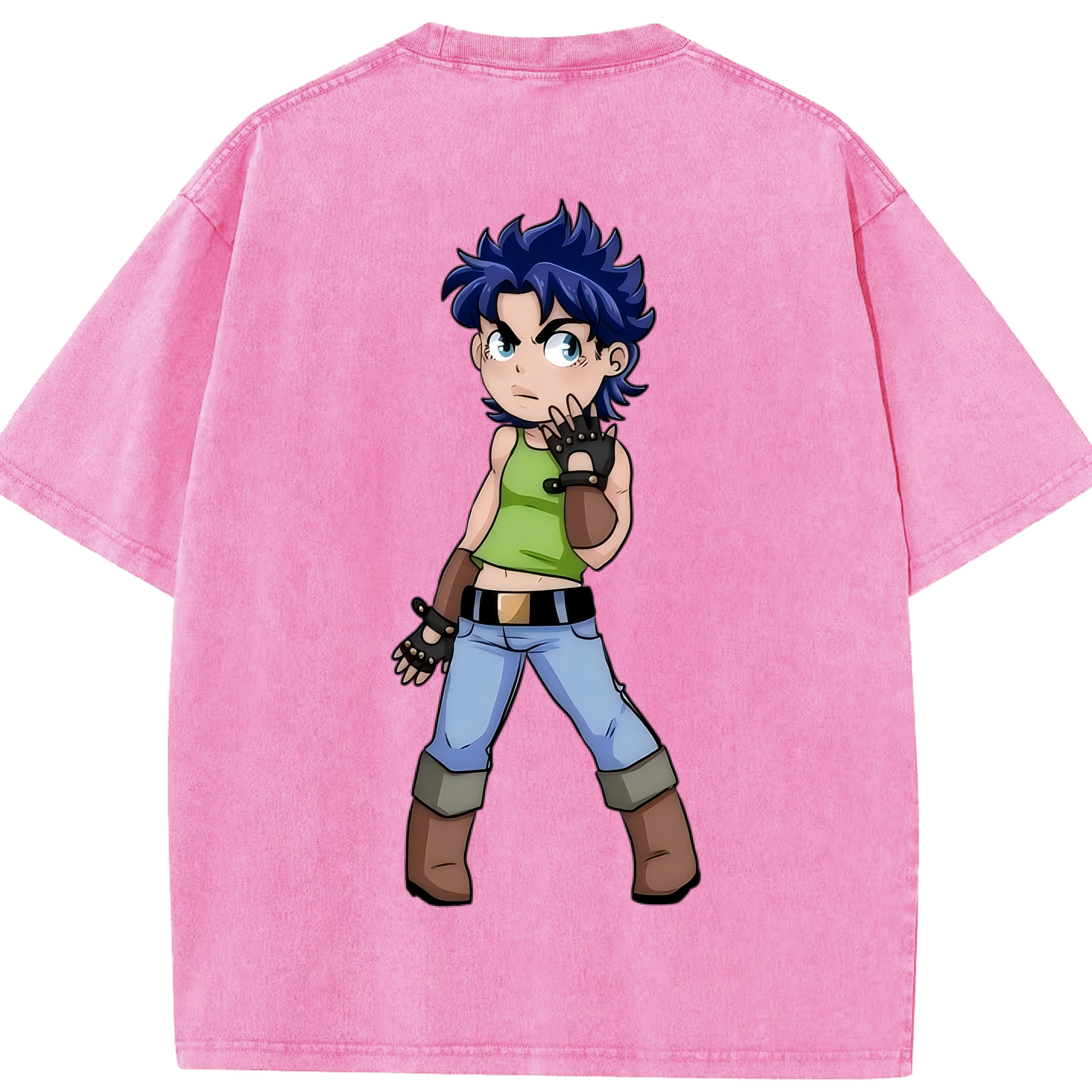 （画像用） ジョジョの奇妙な冒険 広瀨康一 JoJo's Bizarre Adventure Hirose Koichi 綿100% ヴィンテージ風 半袖Tシャツ（背面プリント）